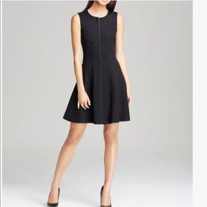 Theory Charcoal Gray Zipper Front Bonibi Fit & Flare Wool Dress